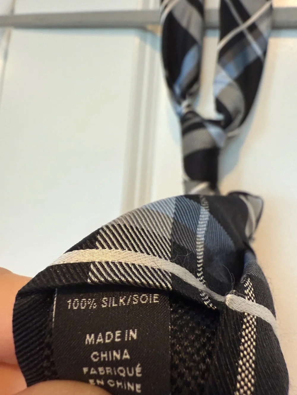 Nordstrom Kids 100% Silk Blue Plaid Tie